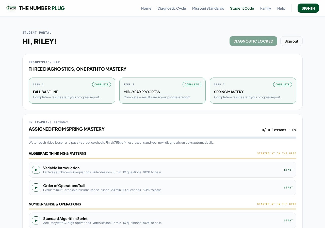 Student portal screenshot